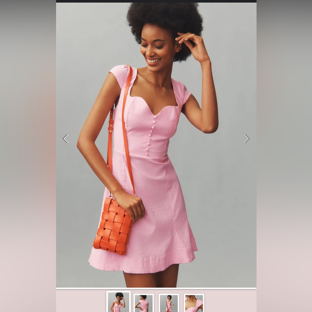 Anthropologie Maeve Cecily Pink Sweetheart Short Dress